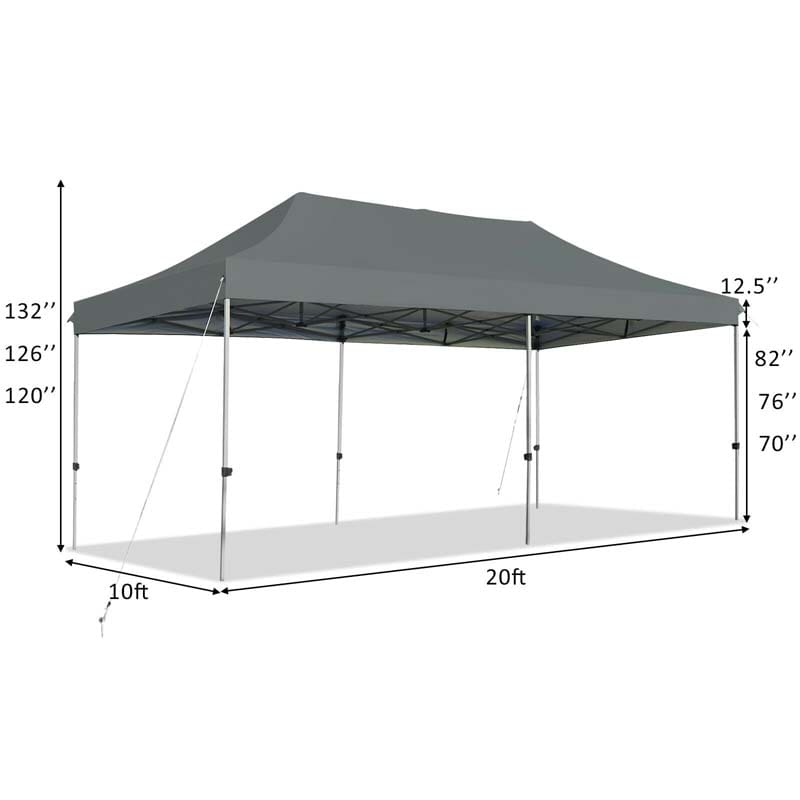 10 x 20 FT Pop Up Canopy Tent Portable Folding Event Party Tent Adjustable with Roller Bag