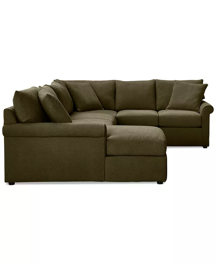 Furniture Wrenley 138 3-Pc. Fabric Sectional Chaise Sleeper Sofa