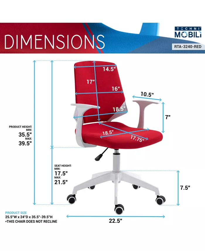 RTA Products Techni Mobili Mid Back Chair