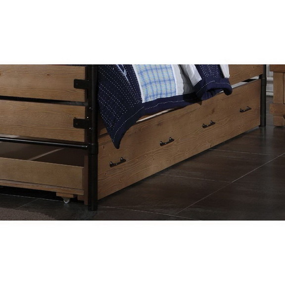 Acme Adams Twin Bed in Antique Oak   Gunmetal 3061...