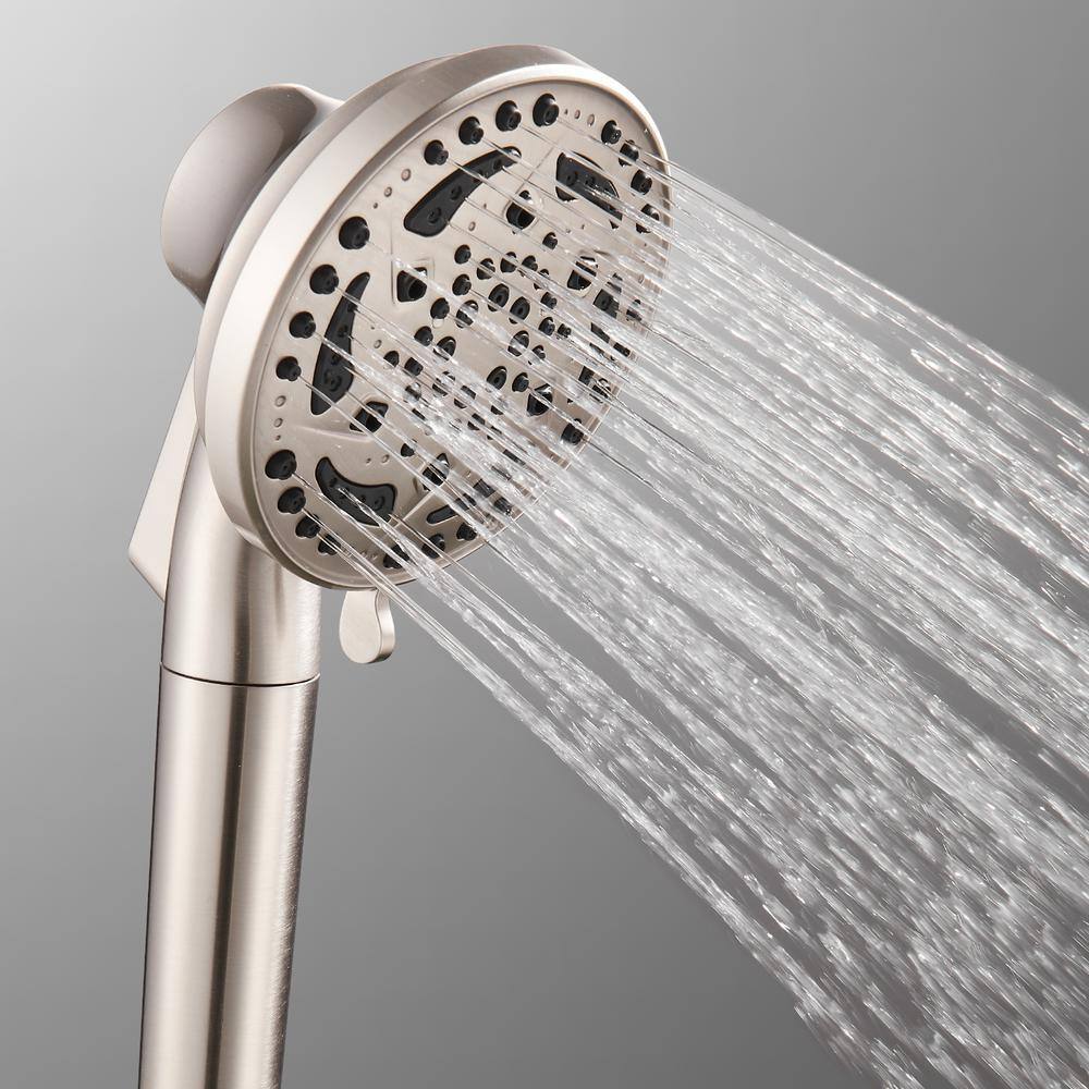 Zalerock 7-Spray Pattern 4.92 in. Wall Mount Handheld Shower Heads 1.8 GPM with Filter Removable Shower Hose in Brushed Nickel KSCF032