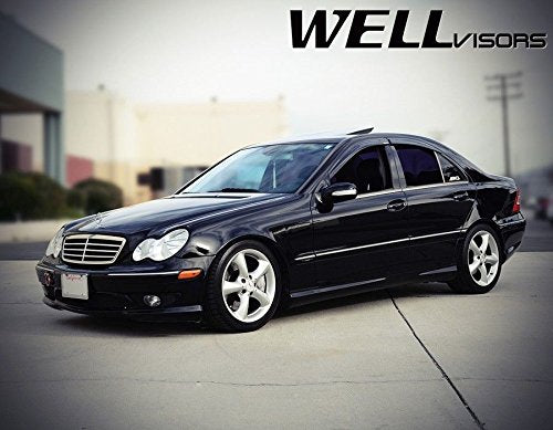 WellVisors Side Window Wind Deflector Visors - Mercedes Benz C Class W203 Sedan 2001 2002 2003 2007 2005 2006 2007 Premium Series