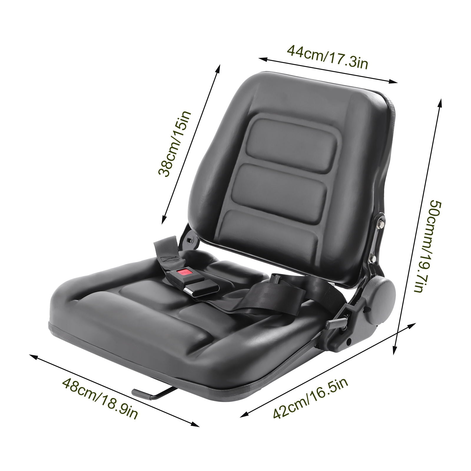 Wuzstar Universal Adjustable Forklift Seat Full Suspension Seat Replacement for Heavy Mechanical Seat(with Safety Belt)