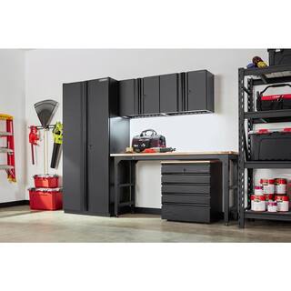 Husky 5-Piece Heavy Duty Welded Steel Garage Storage System in Black (108 in. W x 82 in. H x 24 in. D) HTC511021