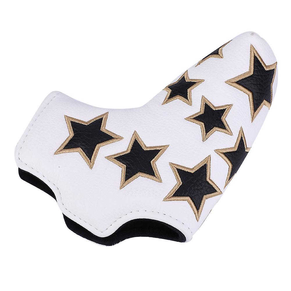 L Shape Pu Leather Star Embroidery Semicircular Waterproof Thicken Plush Golf Putter Head Cover Club Headcovers Accessorywhite