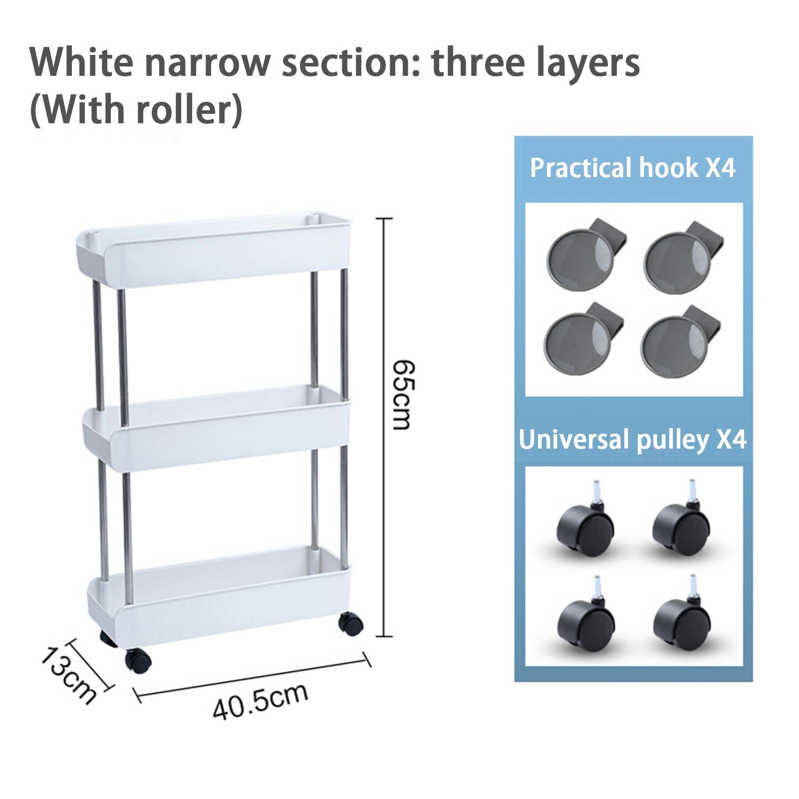 MLMLH 3-Tier Rolling Metal Storage Organizer - Mobile Utility Cart Kitchen Cart with Caster Wheels， White