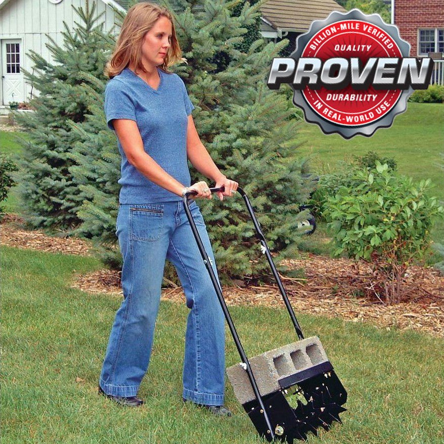 Heavy-Duty 16-Inch Lawn Push Spike Aerator With Comfortable Handle