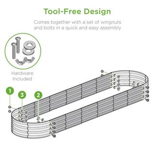 Best Choice Products 8 ft. x 2 ft. x 1 ft. Oval Steel Raised Garden Bed Planter Box for Vegetables Flowers in Silver SKY6601