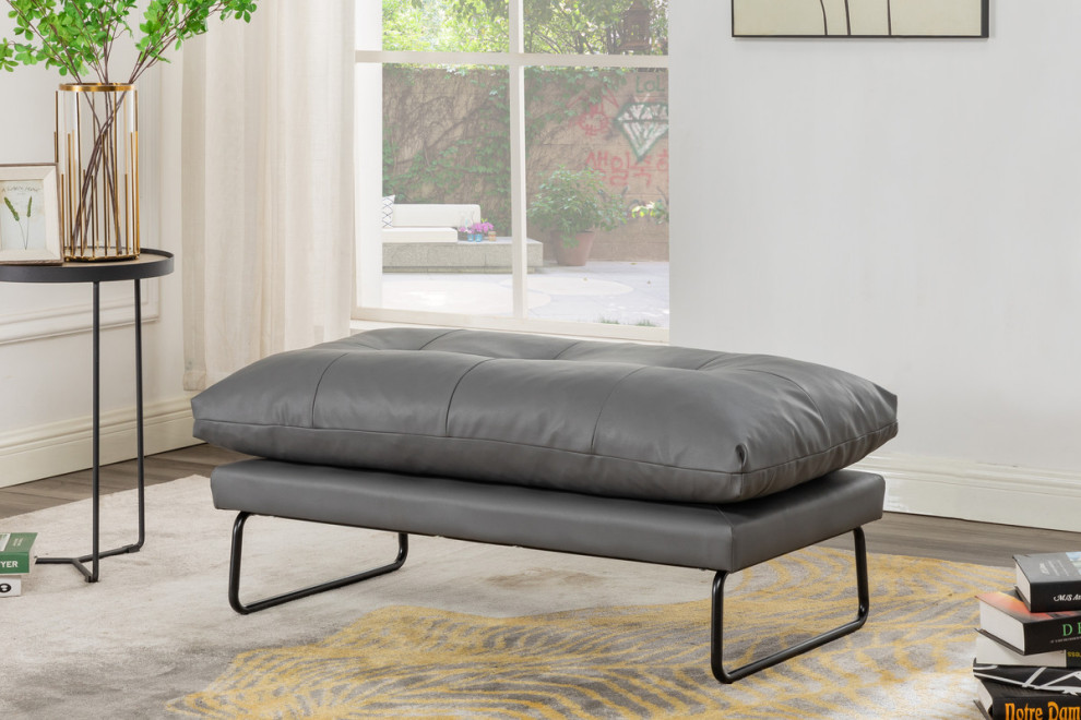 Karla PU Leather Contemporary Ottoman   Transitional   Footstools And Ottomans   by Lilola Home  Houzz