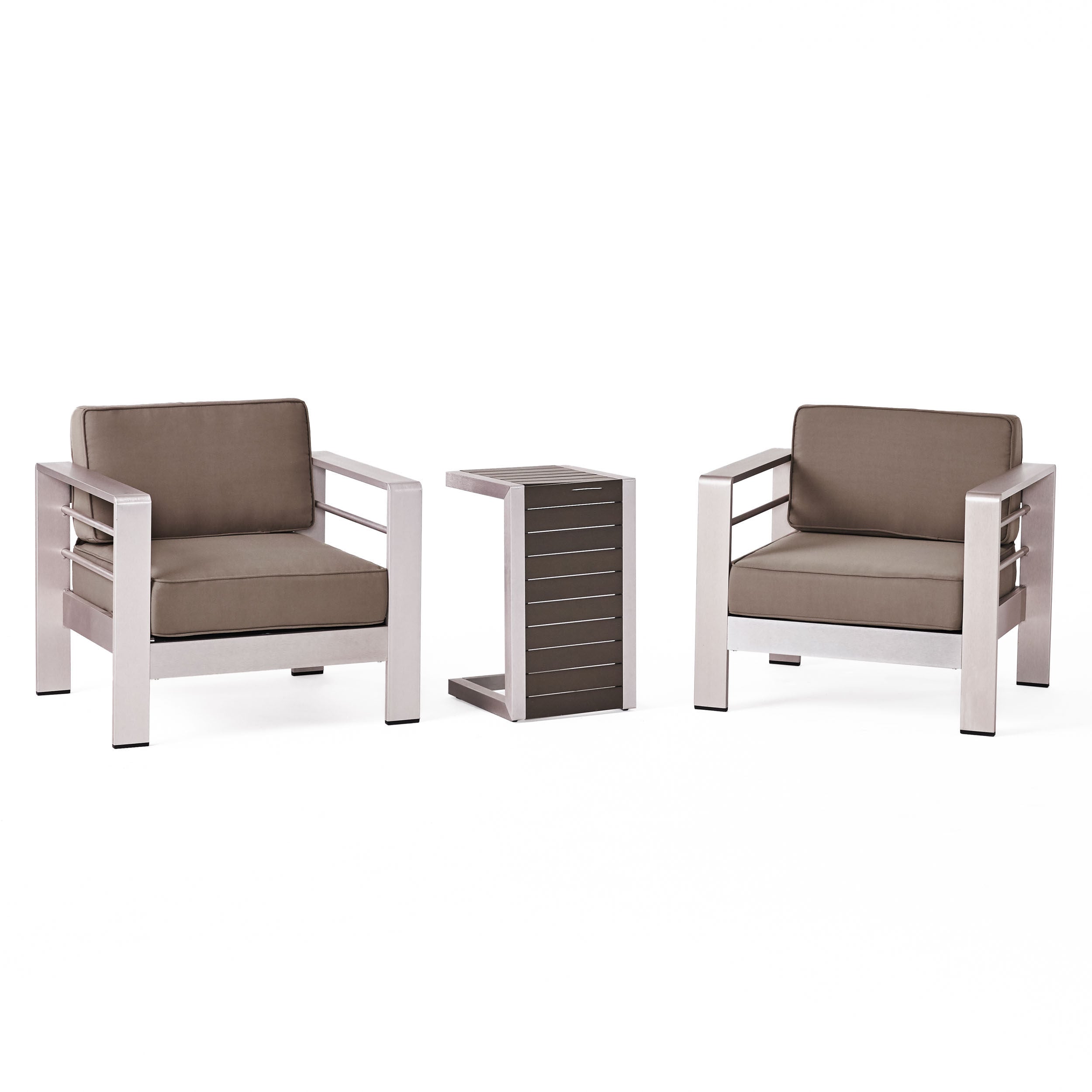 Coral Bay Outdoor Aluminum Club Chairs with Side Table