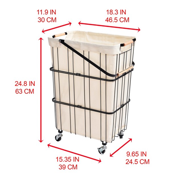 Oceanstar Mobile Rolling Storage Laundry Basket Cart With Handle