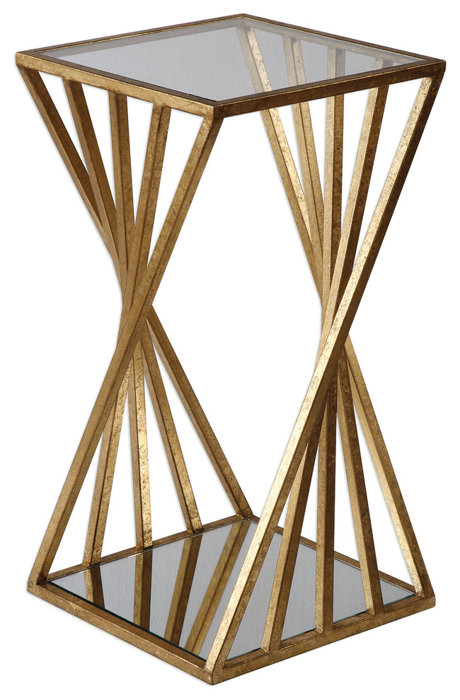 Janina Gold Dimensional Accent Table   Contemporary   Side Tables And End Tables   by Ownax  Houzz