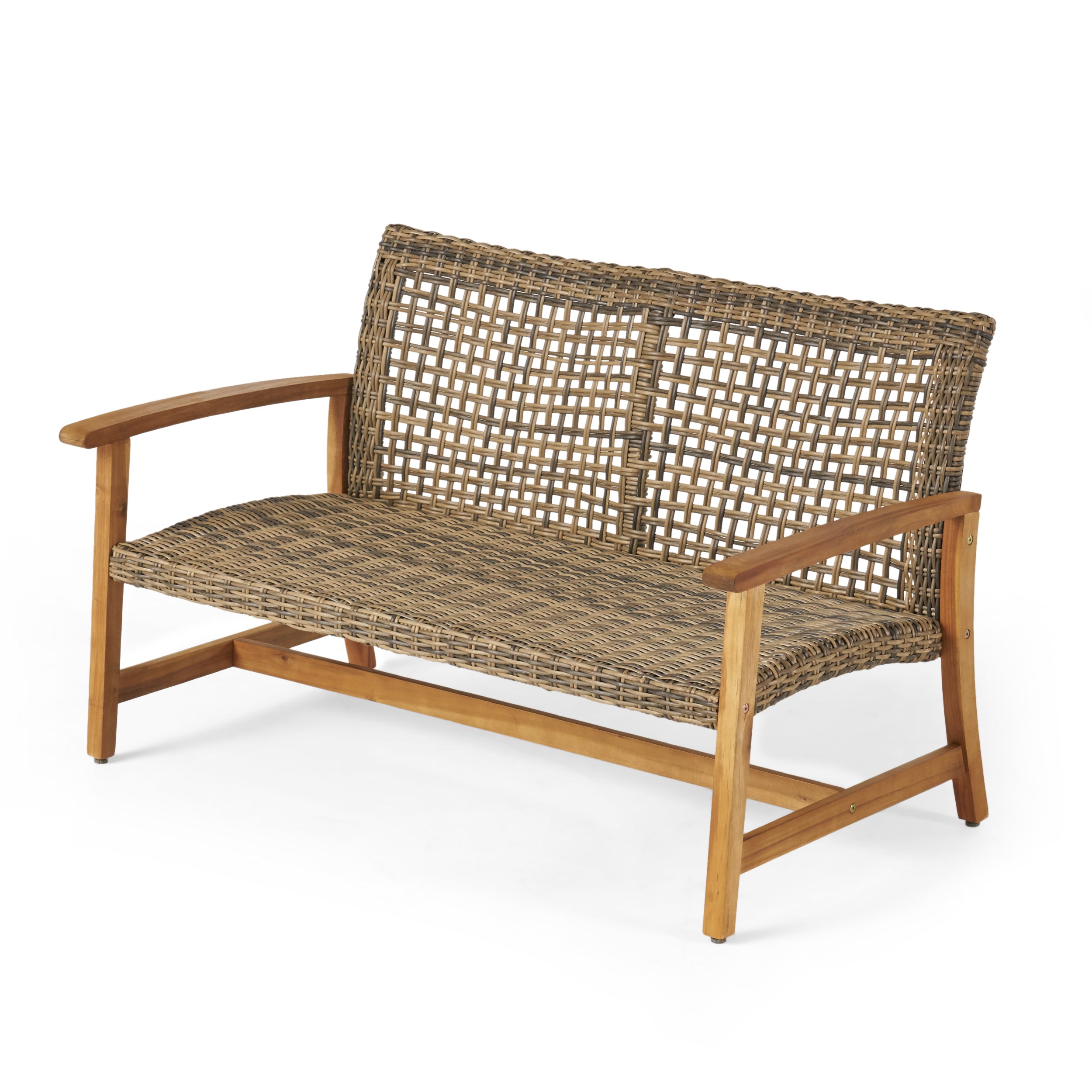 Levant Outdoor Wood and Wicker Loveseat