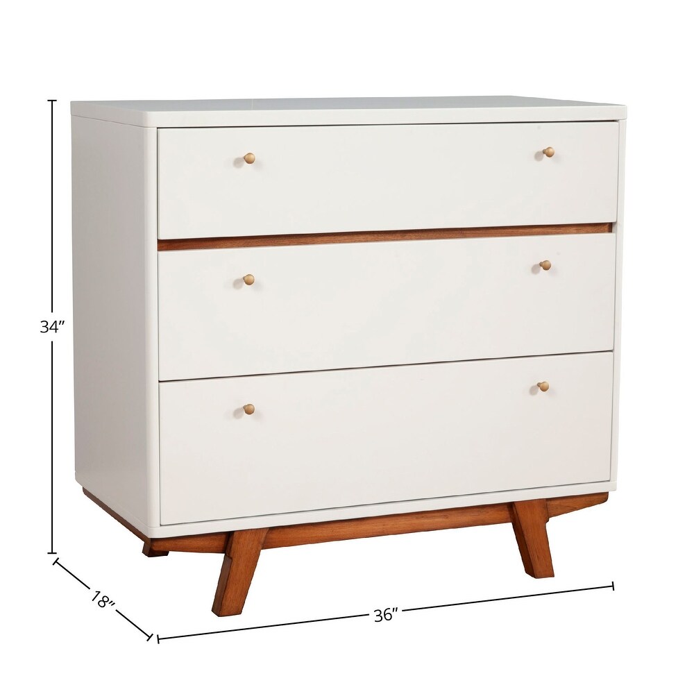 Alpine Furniture Dakota 3 Drawer Small Wood Chest in White