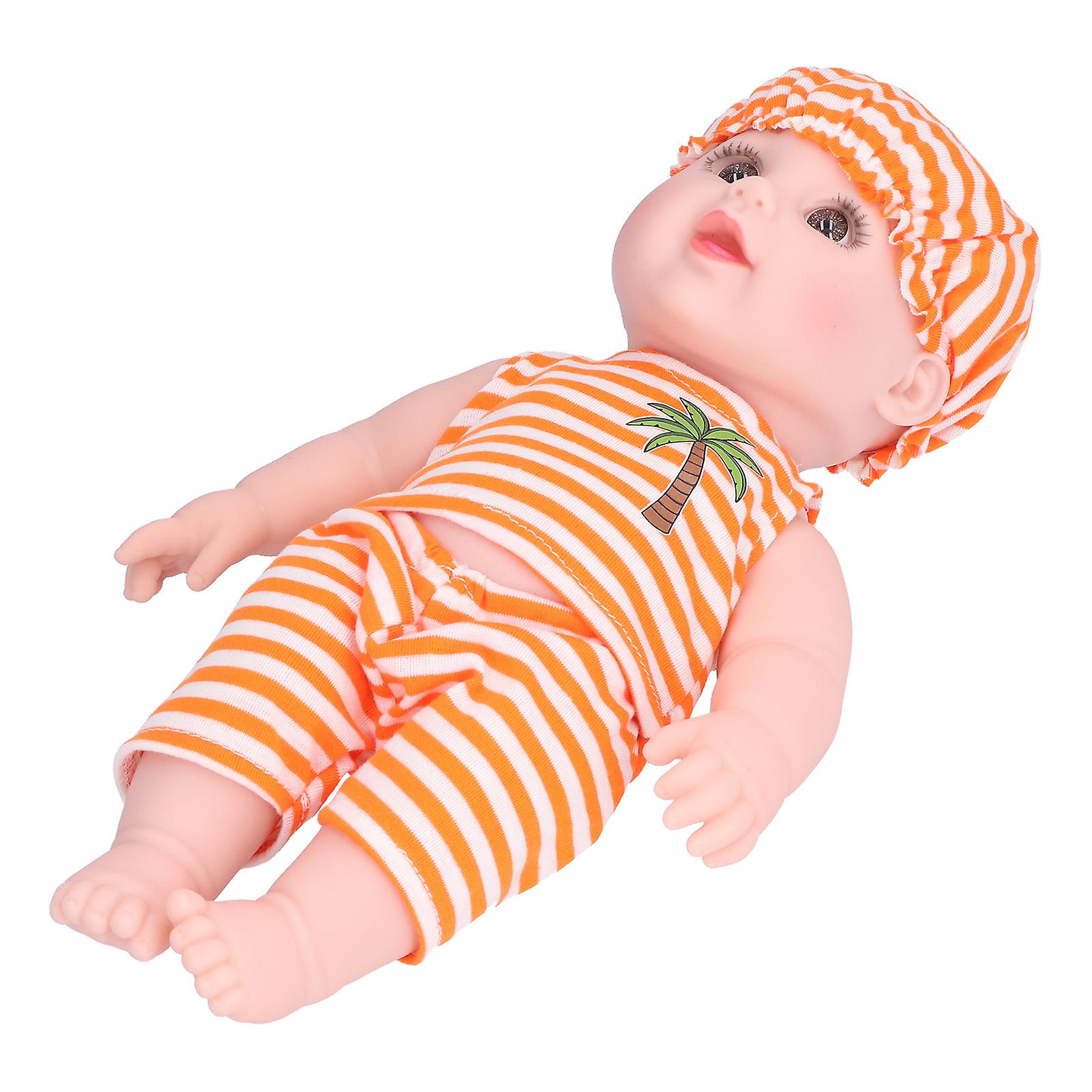 Interactive Baby Doll Soft Vinyl Body Newborn Baby Doll Simulation Baby Doll Orange