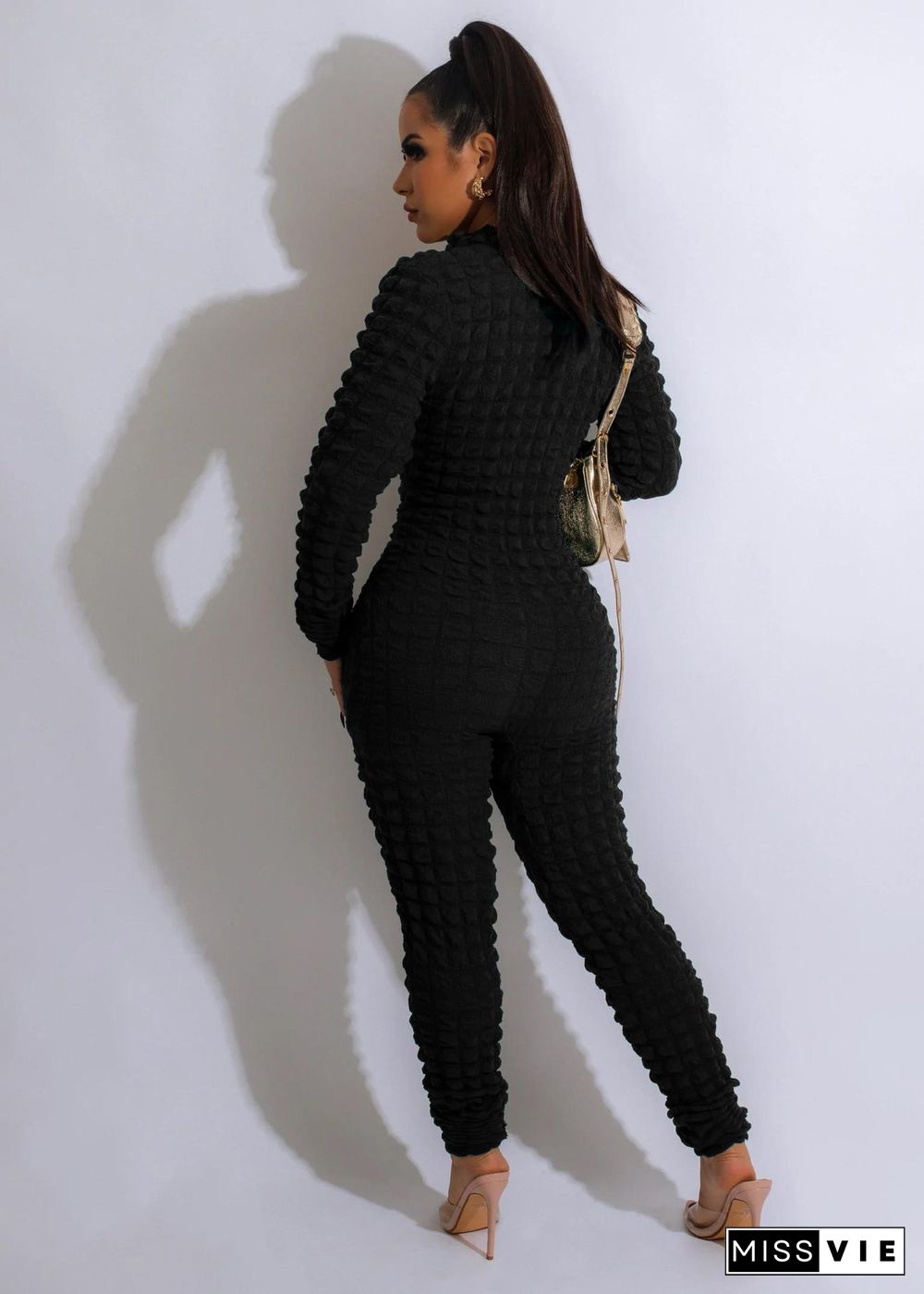 Winter Long Sleeve Zipper Skinny One Piece Jumpsuit