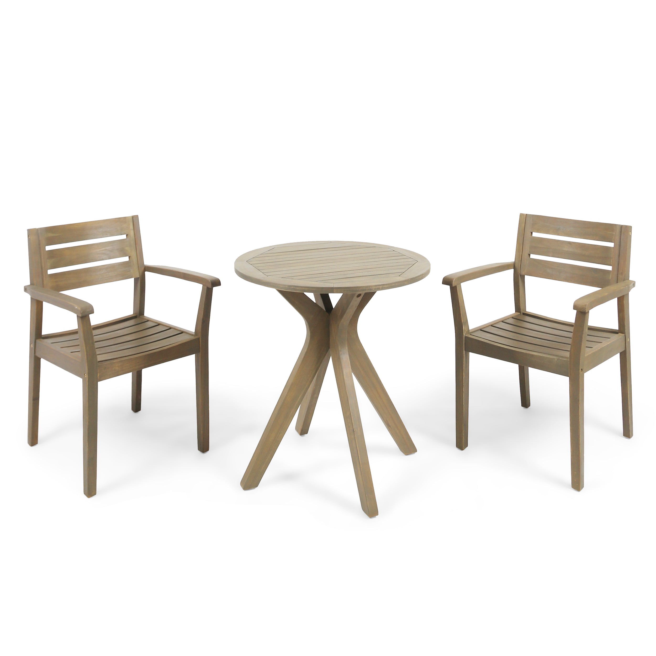 Stanford Outdoor 3 Piece Acacia Wood Bistro Set