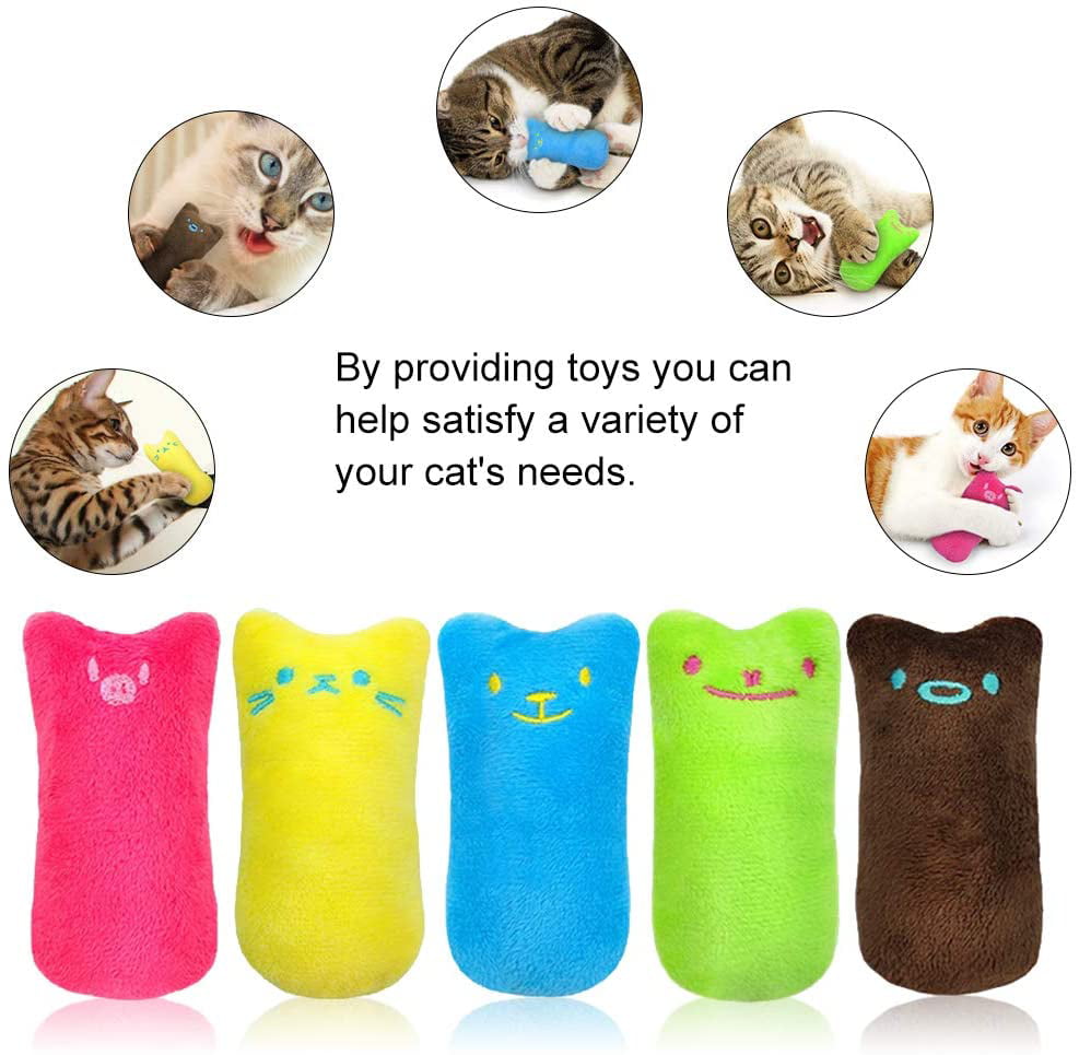 Legendog 5Pcs Cat Chew Toy Bite Resistant Catnip Toys for Cats，Catnip Filled Cartoon Mice Cat Teething Chew Toy