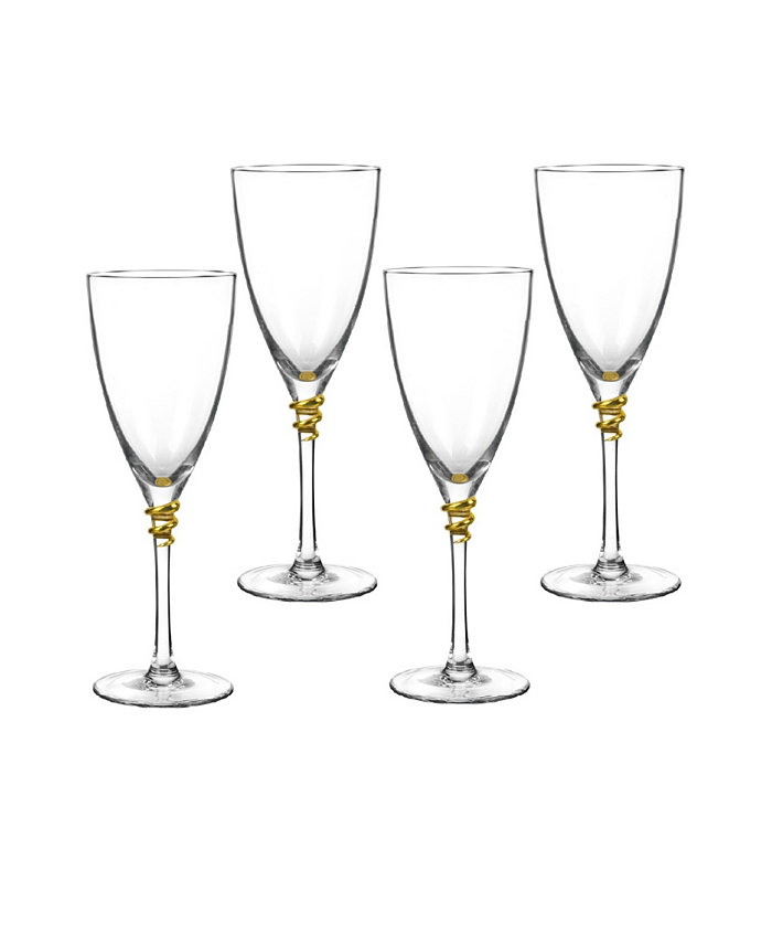 Qualia Glass Helix Gold Wine Glasses Set Of 4