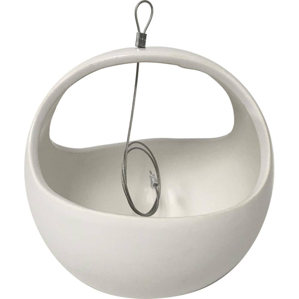 Arcadia Garden Products Basket 4-12 in. x 4-12 in. Matte White Ceramic Hanging Planter AP02W