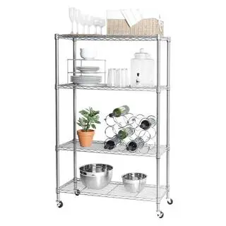 Seville Classics Chrome Plated 4-Tier Heavy Duty Steel Wire Garage Storage Shelving Unit (36 in. W x 56.5 in. H x 14 in. D) SHE15387B