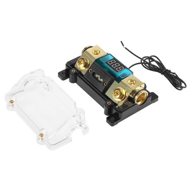 Unique Bargains Car Audio Led Voltage Display Inline Anl Fuse Holder 0 2 4 Awg Gauge Black Gold Tone