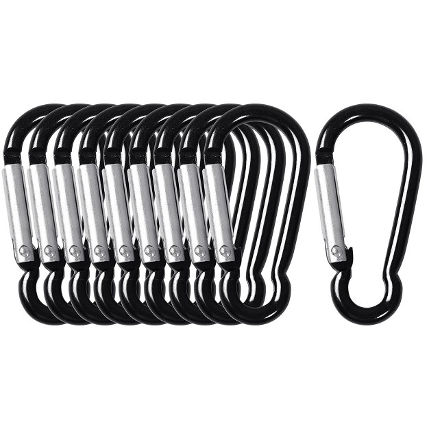 Unique Bargains Travel Camping Hiking Aluminum Clip Hook D ring Keychain Carabiner 10 Pcs Black