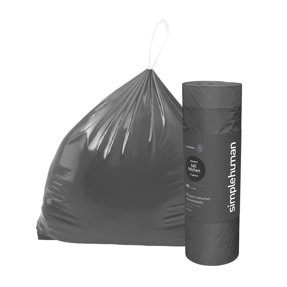 simplehuman 13 gal odorsorb Tall Kitchen Trash Bags