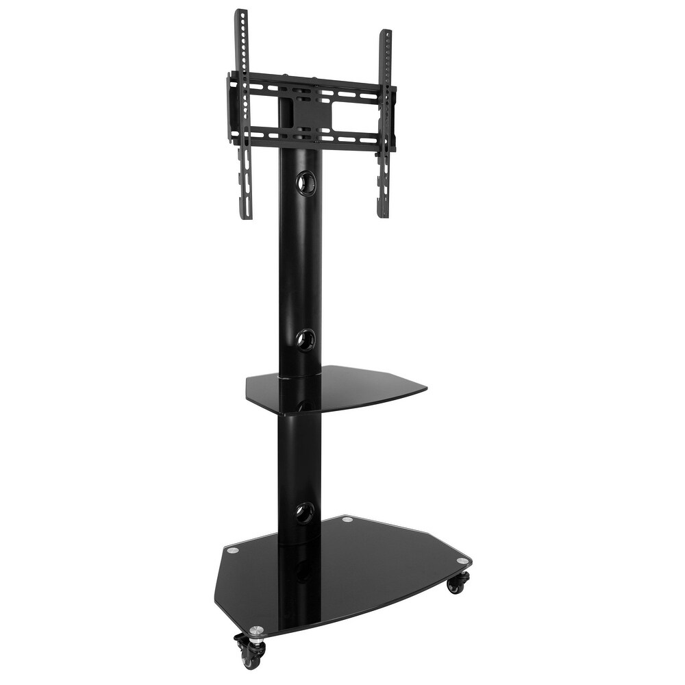 Mount It! Mobile TV Stand with Rolling Casters   Glass Shelving   Fits 32\