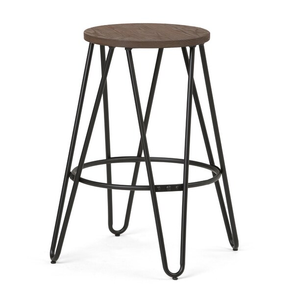 WYNDENHALL Kendall Industrial Metal Counter Height Stool with Wood Seat