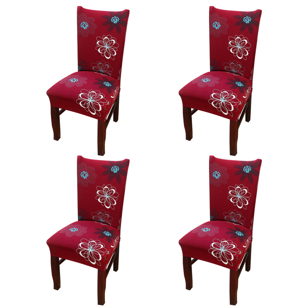 Chair Protector Cover Slipcover Pack of 4, Eleoption Stretch Removable Washable Spandex Chair Cover for Dining Room Wedding Banquet Decoration