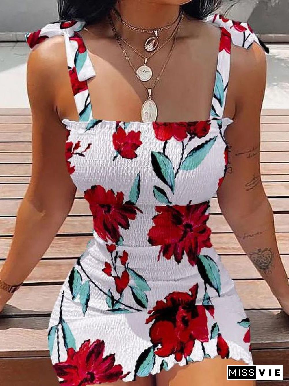 Women'S Dresses Strap Print Bandeau Bodycon Dresses