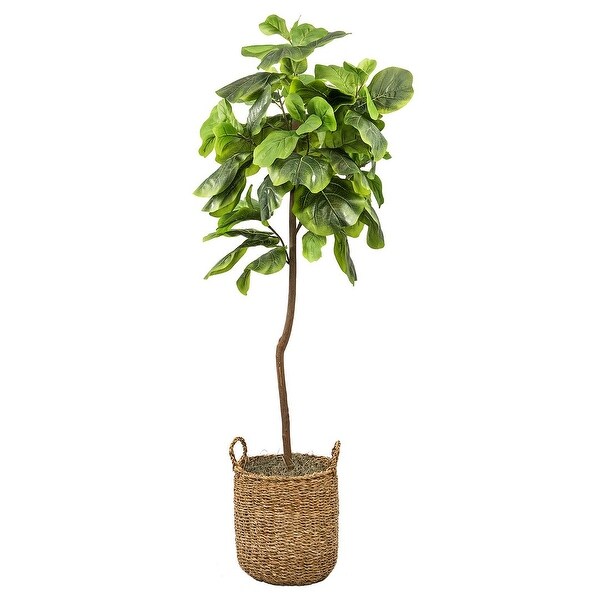 5foot Artificial Fig Tree in Handled Basket