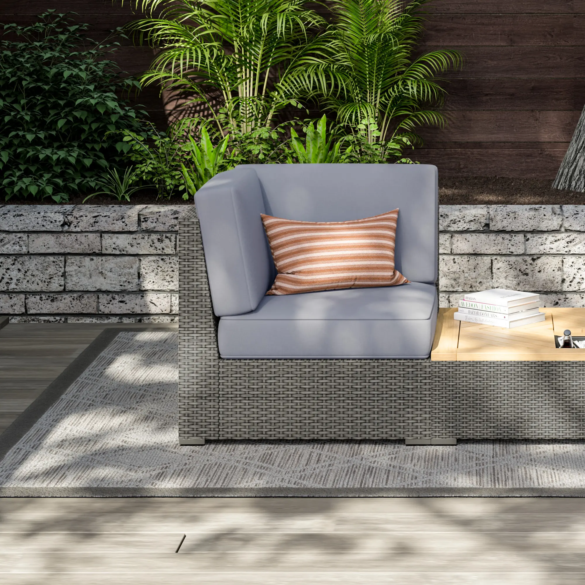 Boca Raton Gray Outdoor Sectional Side Chair