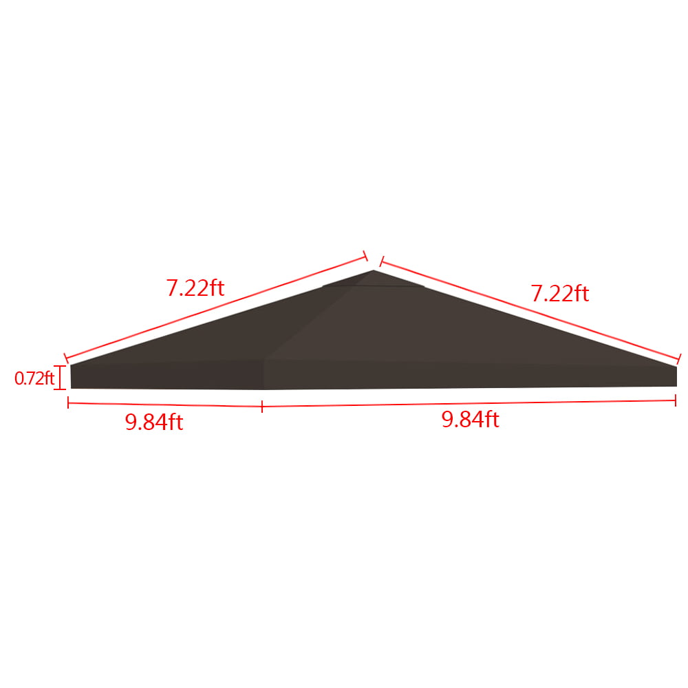 Lovote 10FTx10FT 300D Replacement Canopy Top Patio Pavilion Gazebo 9.84 ft Tent Sunshade Cover Anti-UV Roof Sunshade Coffee 1 Tier Brown