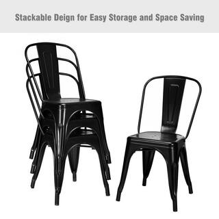 Costway Black Steel Stackable Dining Chair (Set of 4 ) GHM0173BK