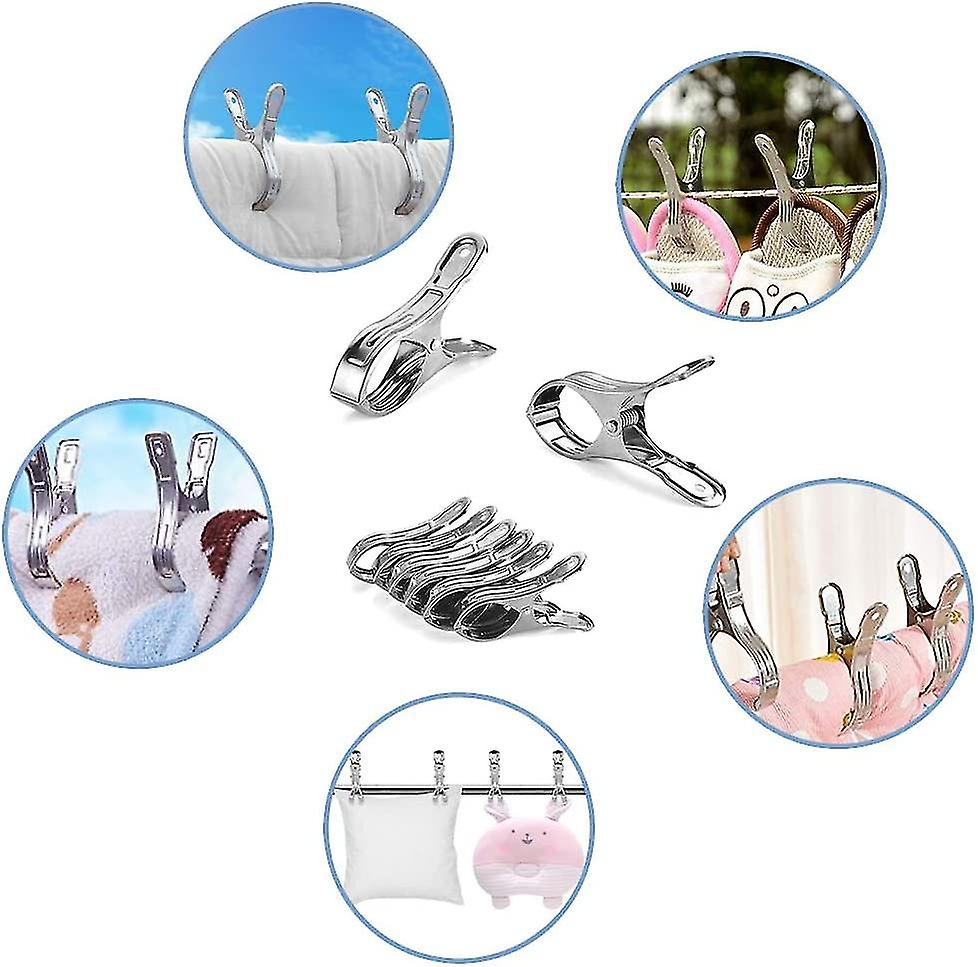 Large Stainless Steel Clothespins 18pcs Stainless Steel Beach Towel Clips For Beach Towel， Towels Quilt Clothing Quilts Sheets Carpet， 12cm