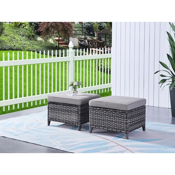 Pocassy 5Piece Outdoor Furniture Set，Swivel chairs with Ottomans