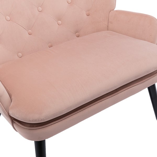 Cozy Mid-Century Accent Chair with High Back and Padded Seat， Pink