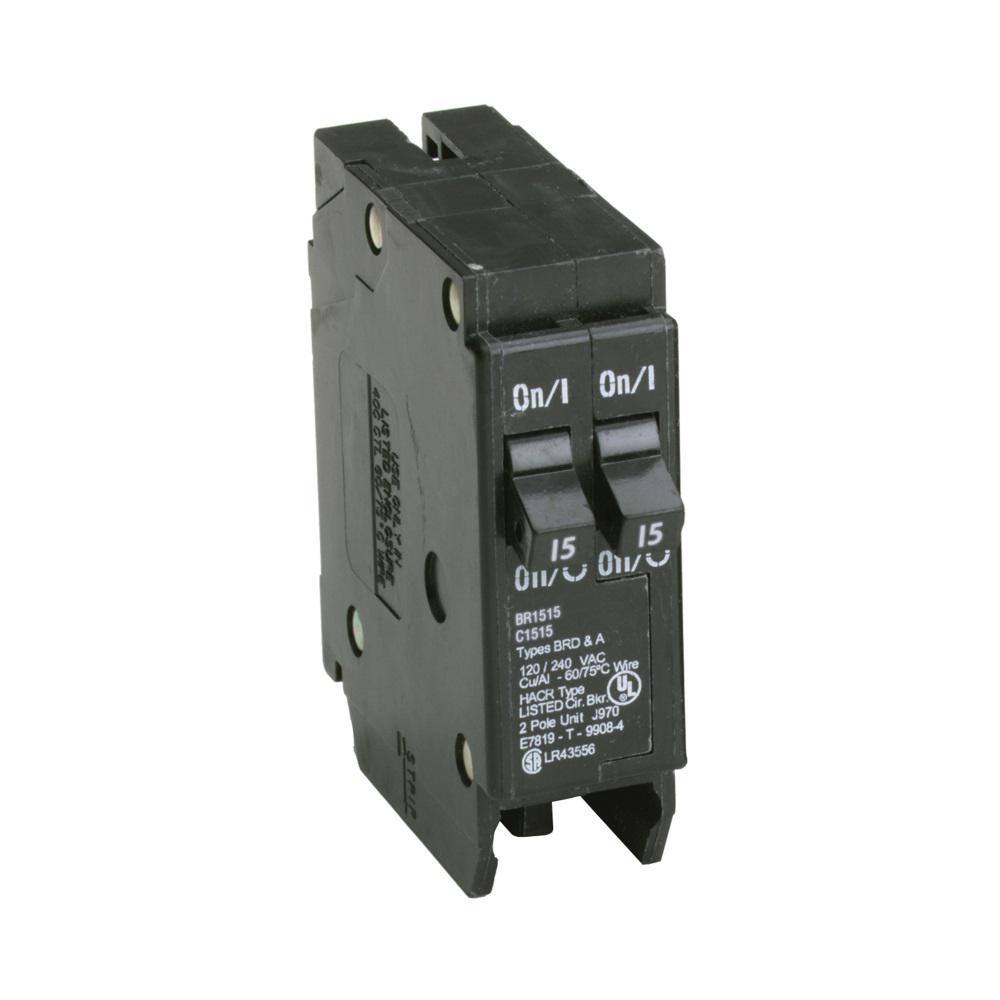 Eaton BR 2-15 Amp Single Pole Tandem Non-CTL Circuit Breaker BR1515