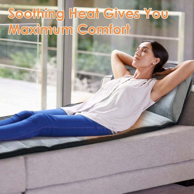 Foldable Heated Massage Mat, Back Lumbar Leg Neck Shiatsu Massager, Massage Mattress Pad Built-in Pillow, Full Body Massage Cushion