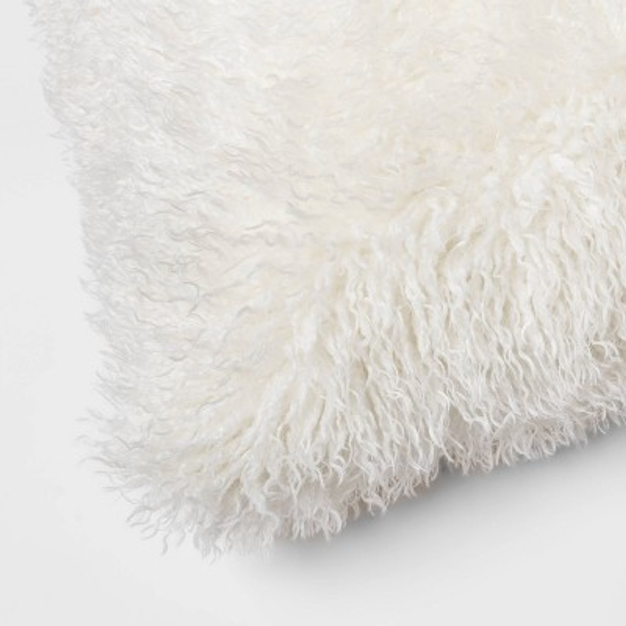 Euro Faux Mongolian Fur Decorative Throw Pillow Cream - Threshold™