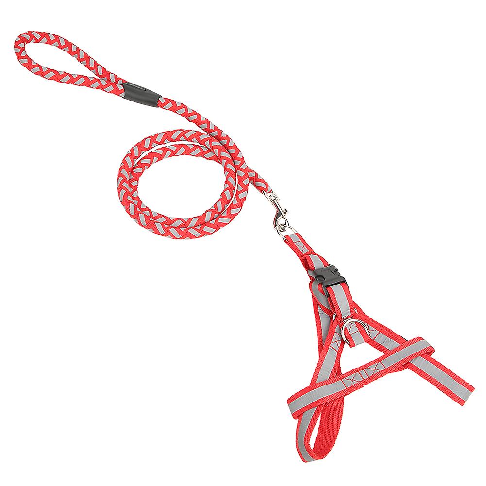 Nylon Adjustable Light Reflecting Dog Harness Pulling Rope Chest Strap(red)