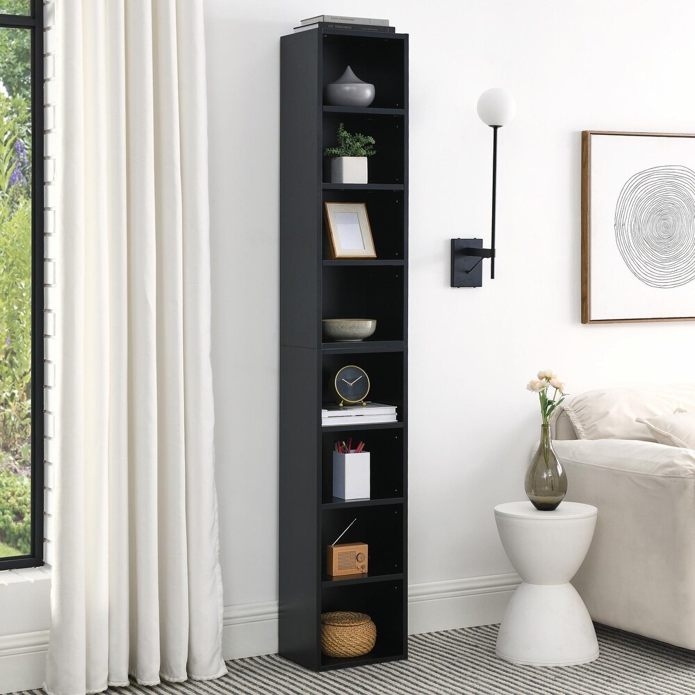 Adjustable 8 Tier Media Tower: Streamlined CD/DVD Storage  Bookcase with Adjustable Shelves. Versatile Double Decker Display