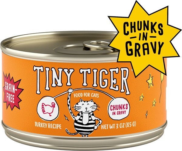 Tiny Tiger Chunks in Gravy Turkey Recipe Grain-Free Canned Cat Food