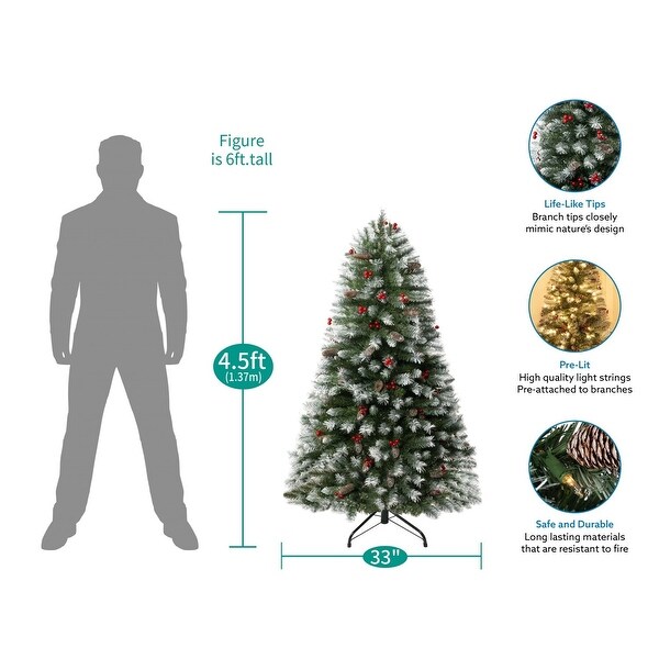 Vancouver Artificial Christmas Tree，Prelit Christmas Tree，PreDecorated Spruce Christmas Trees with Tips and Lights