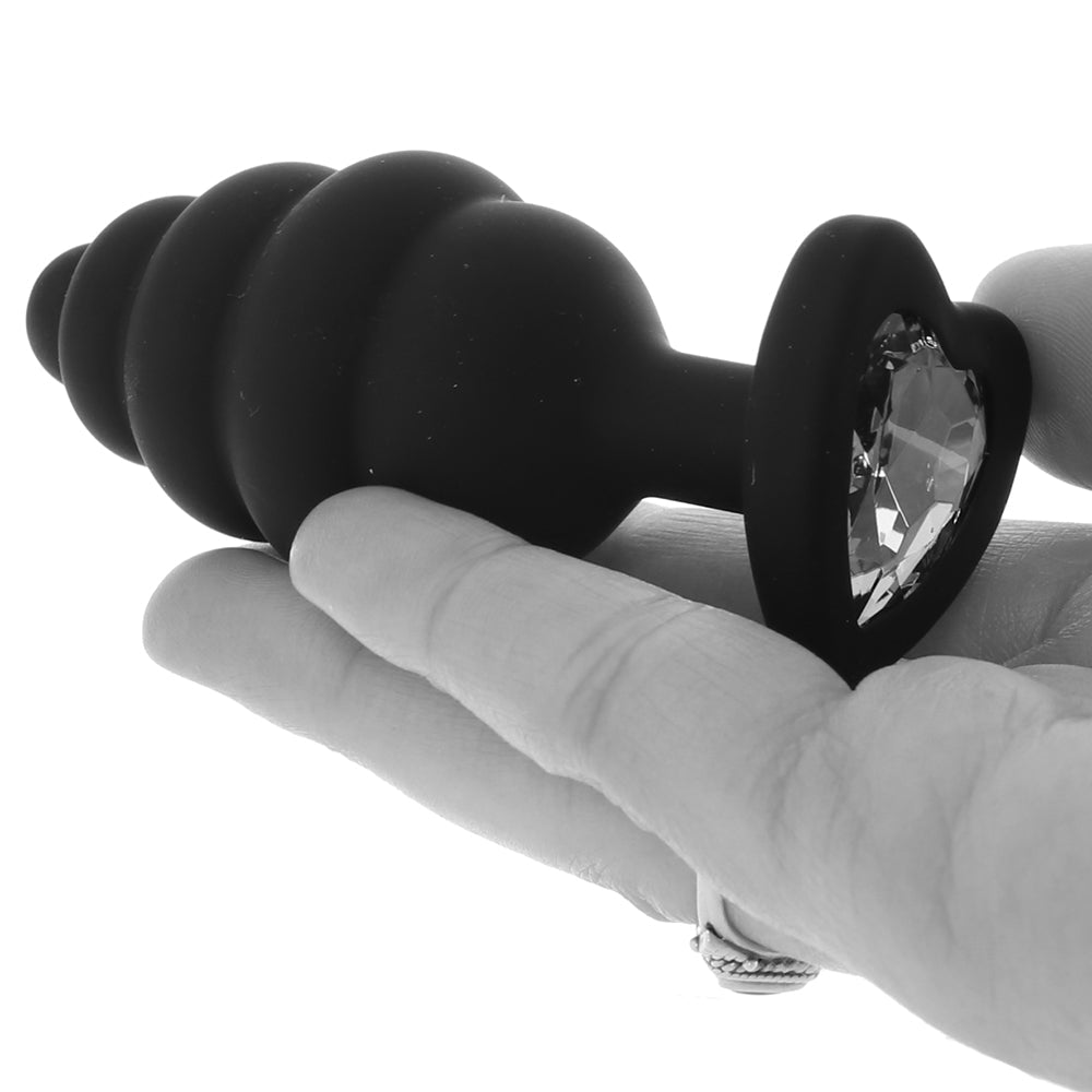 Ouch! Large Ribbed Diamond Heart Plug