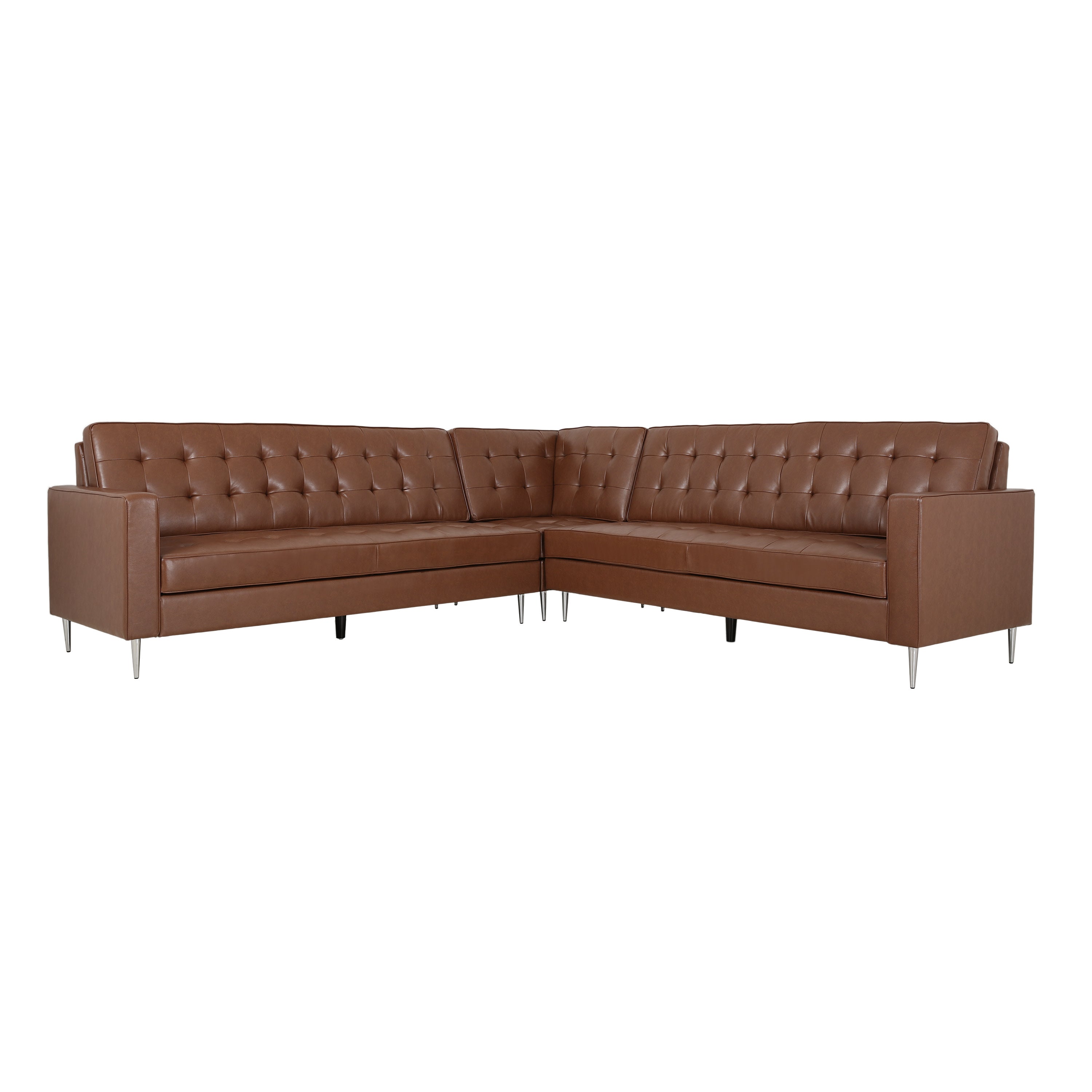 Goliath Contemporary Faux Leather Tufted 5 Seater Sectional Sofa Set