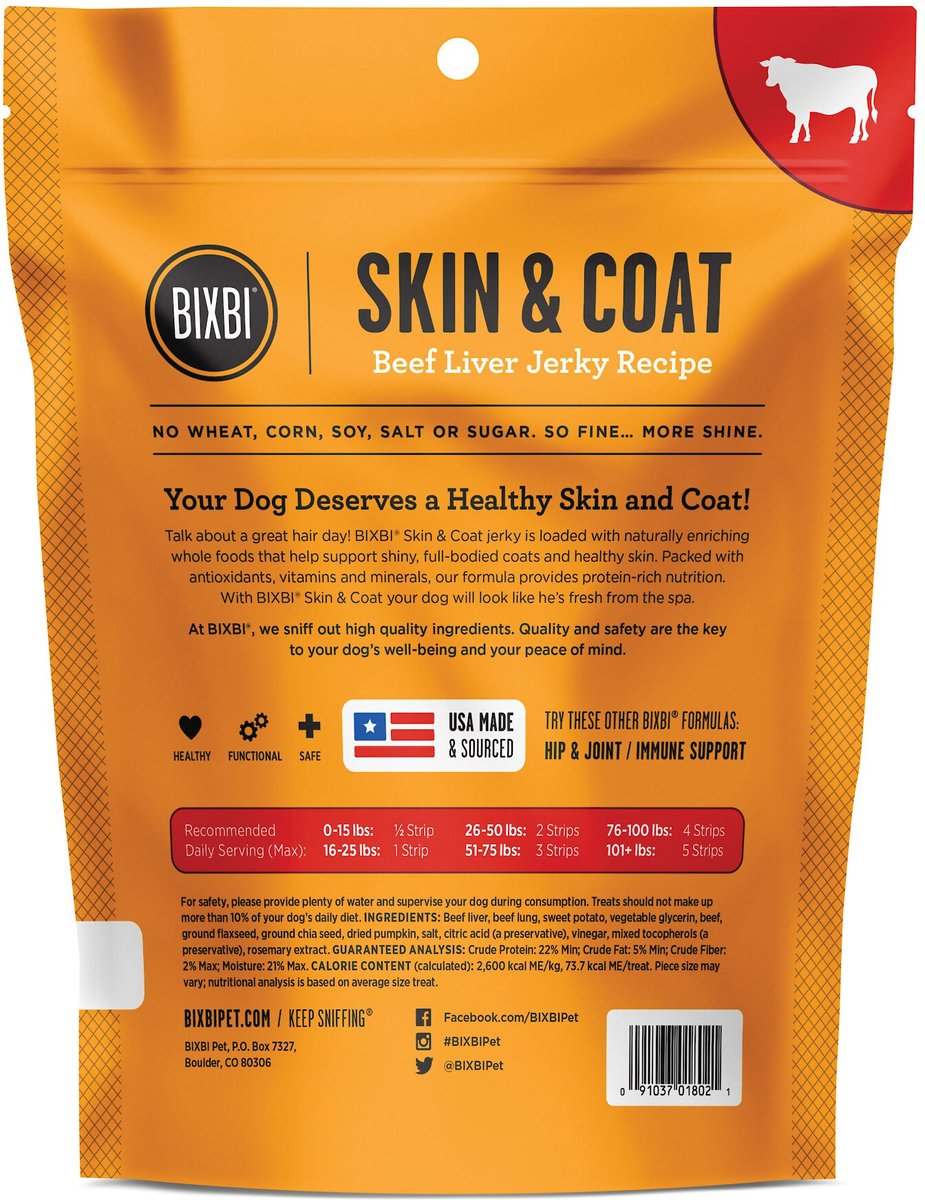 BIXBI Skin and Coat Beef Liver Jerky Dog Treats