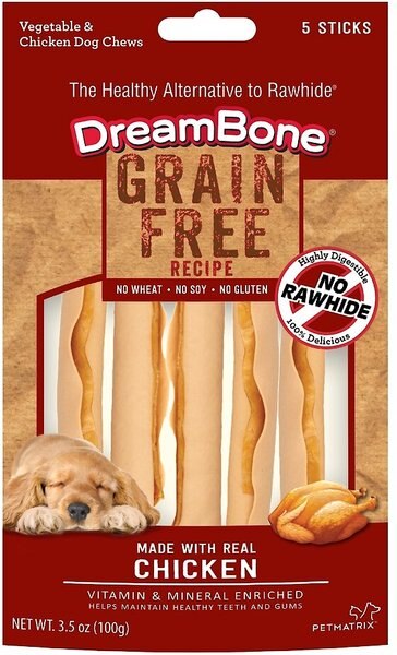 DreamBone Grain-Free Chicken Chews Dog Treats， 5 count